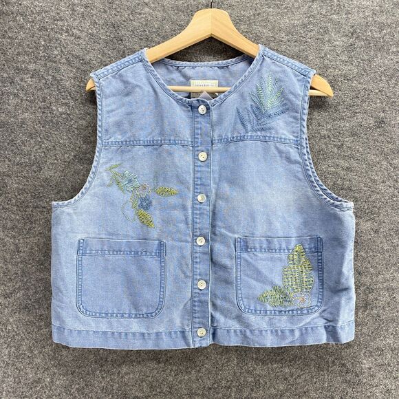 Susan Bristol Tops - Susan Bristol Shirt Women PL Petite Blue Button Up Sleeveless Round Neck Casual